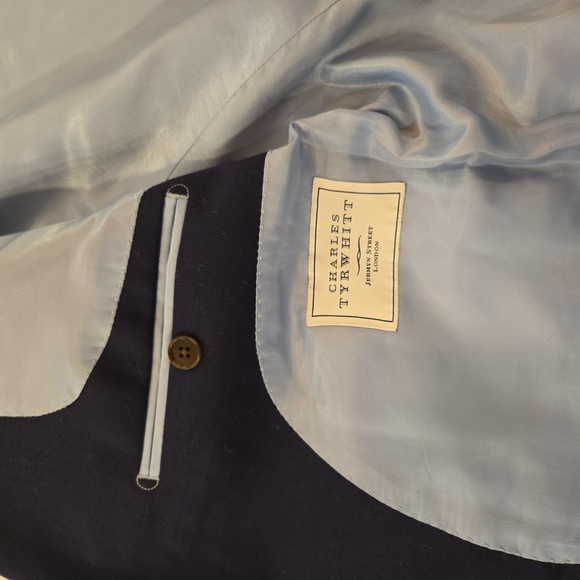 Charles Tyrwitt Mens Wool Tailored Fit Blazer Sports Jacket Navy Blue Size 40 L - Picture 12 of 12